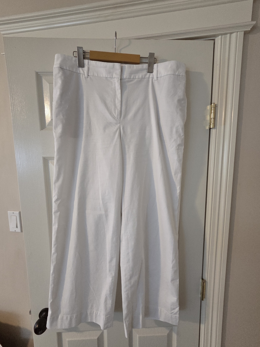 Talbots White Wide-Leg Pants Size 14 Cotton Tencel Blend